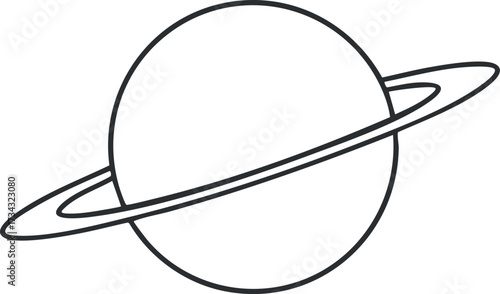 Outline illustration of Saturn showcasing its iconic rings and spherical shape in space..