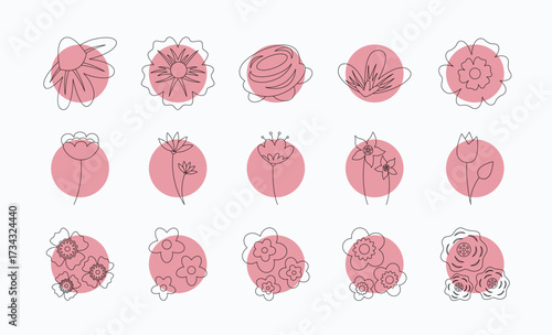 Abstract Circled Flower Line Art Graphic Pack