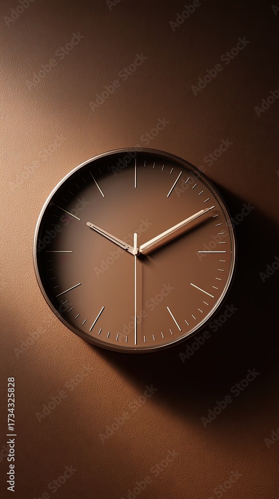 custom made wallpaper toronto digitalClose-up of a minimalist brown clock on a brown wall, highlighting the time