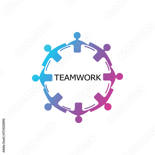 Abstract Gradient People Circle Representing Teamwork, Unity, Community, and Global Connection