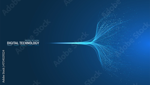Dynamic lines vector abstract background. Network data flow, ai wave, science concept. Digital stream of light, particle, and energy. Futuristic technology graphic for business, design, and innovation