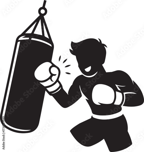 boxer, punching bag, training, silhouette, 