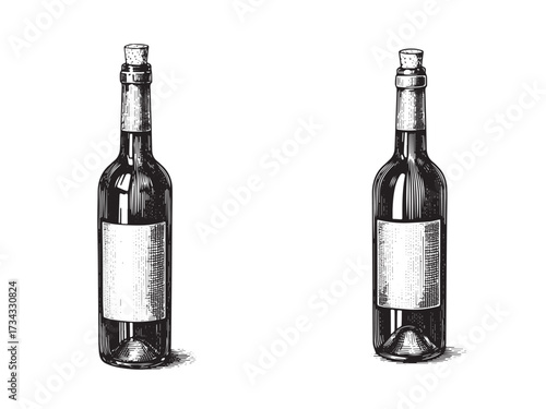 Wine Bottle Vintage Engraved Beverage Illustration Thanksgiving Isolated Vector