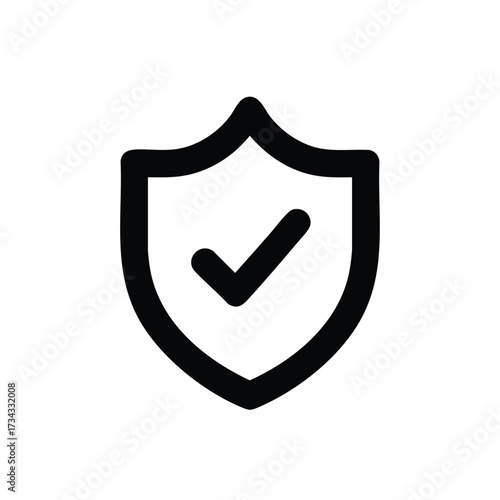Close-up of a shield with a checkmark symbol representing security, protection, safety, and trust in digital or physical environments