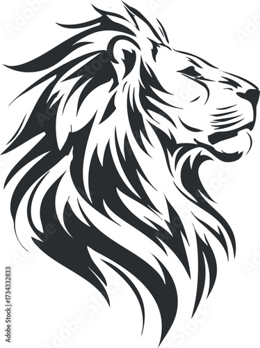 Wallpaper Mural Stylized profile of a lion showcasing its majestic mane and fierce expression.. Torontodigital.ca