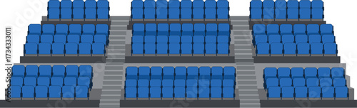 Blue Seat Rows Vector Graphic Auditorium Concert Event Stage Theatre Event Room Stadium Design Event Space Venue Event
