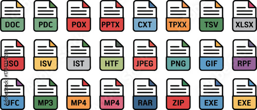 Different File Format Icons for Documents Images Audio and Executables