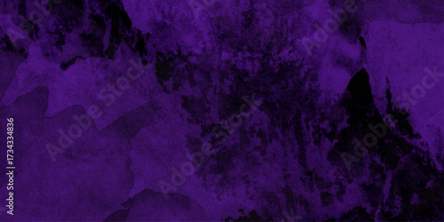 Dark abstract background with Purple grunge effect background. Purple velvet grunge texture fantasy smooth watercolor painted art design. Dark elegant Royal purple shades aquarelle paint