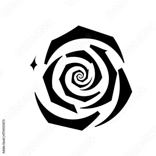 Black and White Geometric Rose Artistic Floral Design for Graphic Resources.