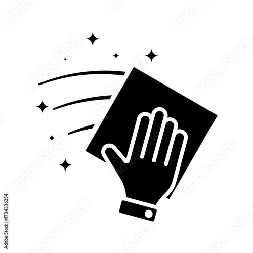 Cleaning napkin glyph icon. Silhouette symbol. Windows cleaning cloth. Surface wiping, disinfection. Negative space. Vector isolated illustration