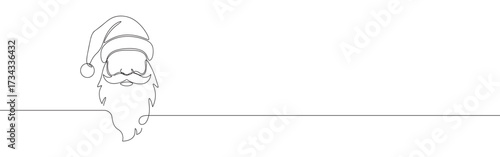 Santa Claus line art. Christmas xmas minimal simple art. Santa continuous one line drawing.