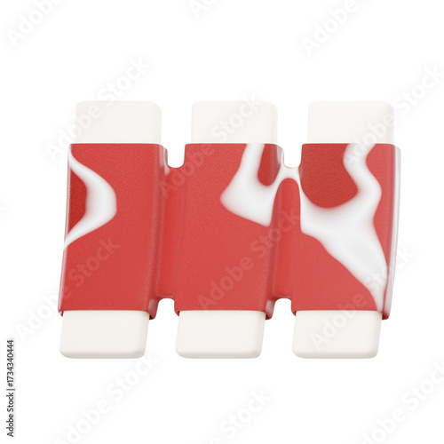 A close-up, top-down studio shot of a red and white silicone dab container with three compartments.