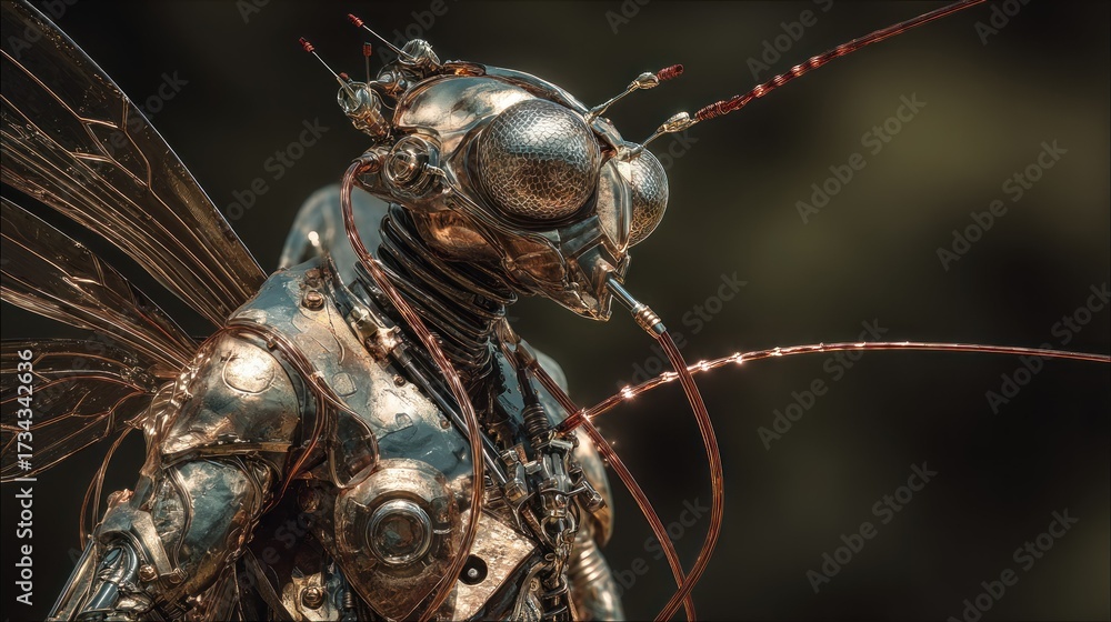 Fototapeta premium Detailed futuristic insect creature design