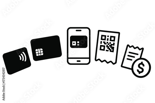 Diverse modern payment methods and financial transaction options for digital commerce and online shopping with credit cards and mobile devices