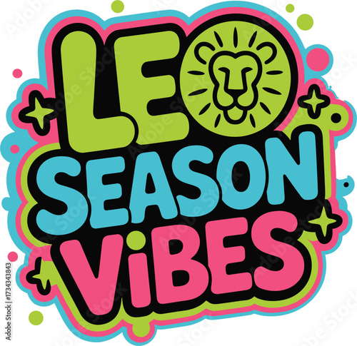 Leo Season Vibes Lion Zodiac Sign Sticker Patch Graphic Art