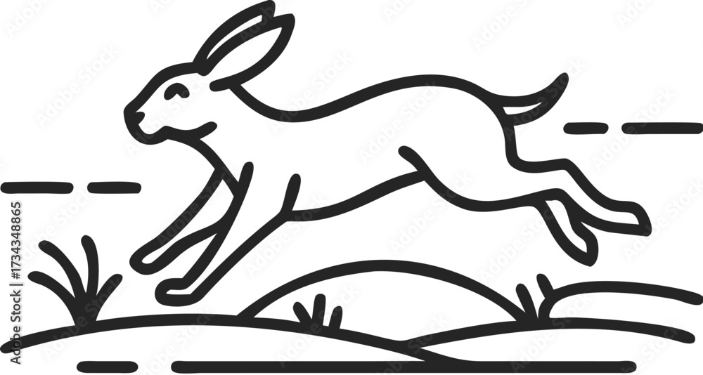 Obraz premium Cute bunny rabbit cartoon illustration vector silhouette drawing