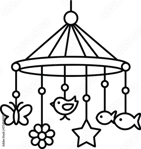 Baby Crib Mobile with Butterfly, Bird, Flower, Star, Fish baby mobile hanging toys