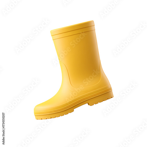 Vibrant yellow rain boot icon transparent graphic design minimalist style