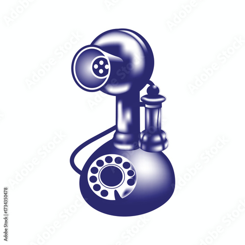 Vintage rotary telephone, isolated on white background