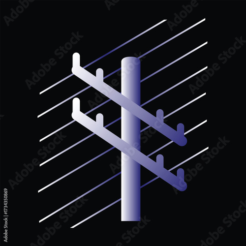 Stylized illustration of a utility pole with power lines
