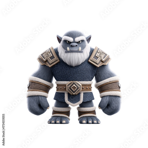 Isolated troll brute icon on transparent in fantasy world