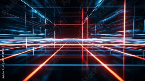 Fast Looping Flight Through Digital Grid Cyber Tunnel