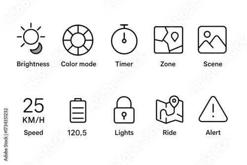 Minimalist smart device icons for settings and notifications