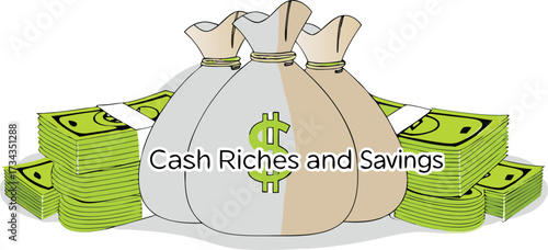 Money bag filled with cash and flying dollar bills in a financial success  eps vector