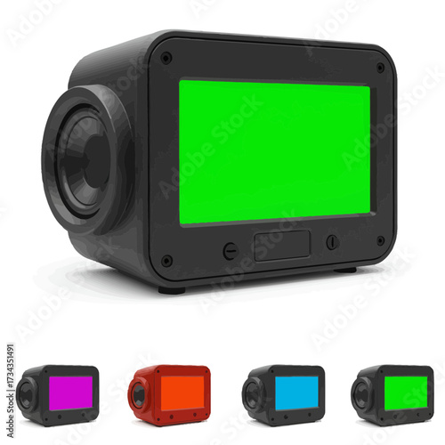 Retro style television with a vibrant green screen display for vintage media viewing and entertainment technology