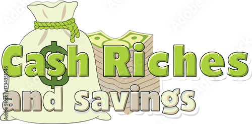 Money bag filled with cash and flying dollar bills in a financial success  eps