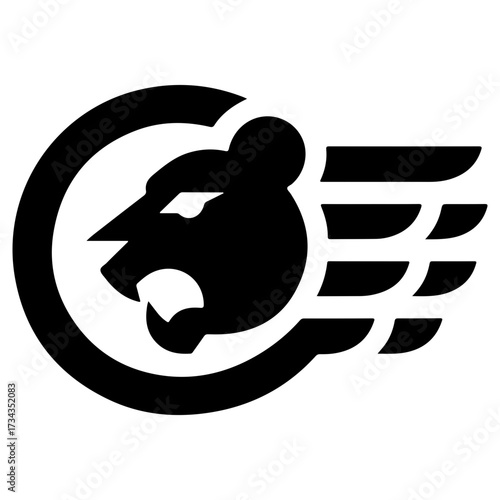 A dynamic logo of a panther head in a circle with speed wing elements. A symbol of speed, power, and agility for a sports team or brand.