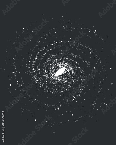 A beautiful spiral galaxy illustration depicting stars and cosmic elements in the universe..