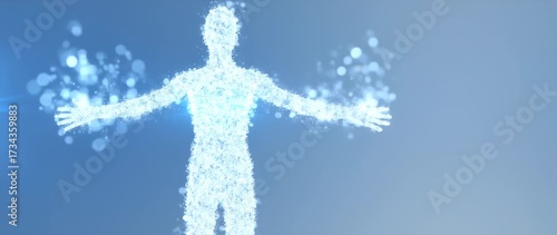 Wallpaper Mural Abstract human form shimmering, animated particles creating an ethereal glow and light effect Torontodigital.ca