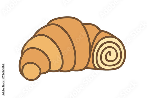 Golden brown croissant pastry, a classic French breakfast item, perfect for a morning meal or a light snack, often served with coffee