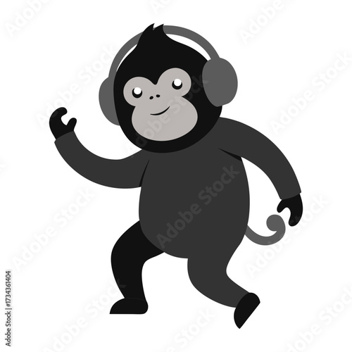Silhouette vector illustration of an orangutan dancing