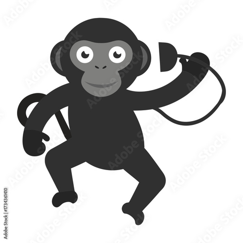 Silhouette vector illustration of an orangutan dancing