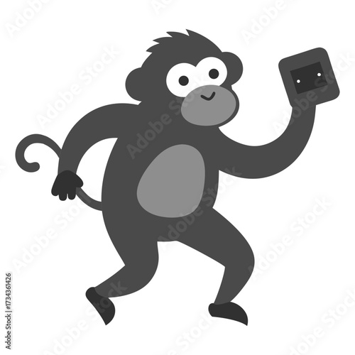 Silhouette vector illustration of an orangutan dancing