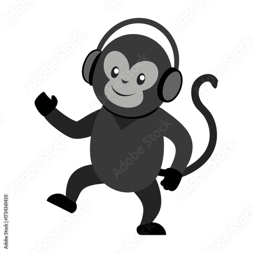 Silhouette vector illustration of an orangutan dancing
