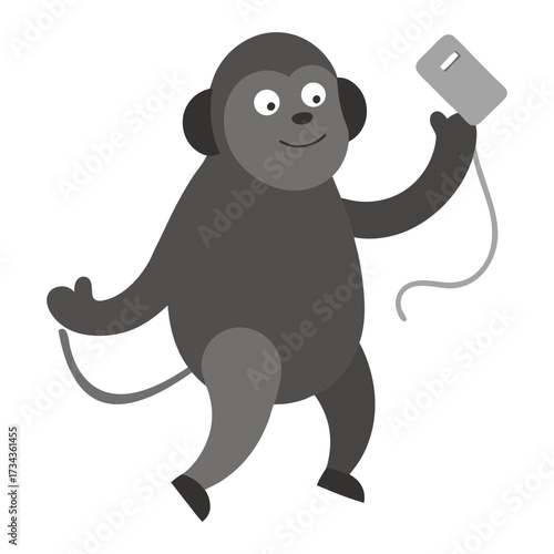 Silhouette vector illustration of an orangutan dancing
