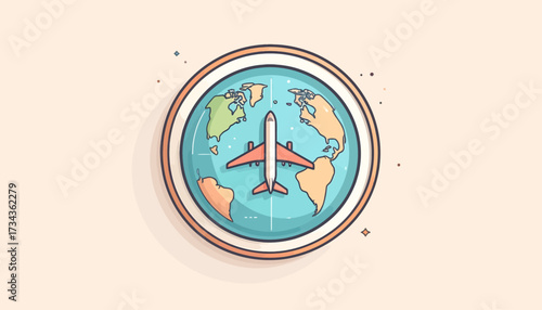 Global Aviation A Vector Illustration of an Airplane Soaring Over the Earth