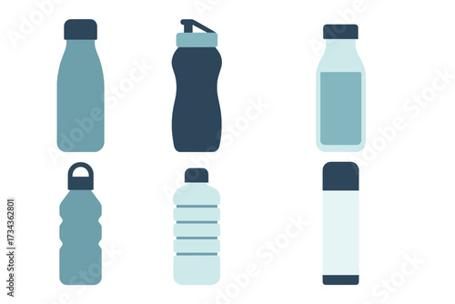 Collection of various reusable water bottles and beverage containers for hydration and eco-friendly lifestyle