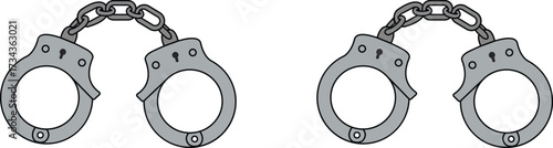 Handcuffs Illustration Crime Law Justice and Order Jail Police Arrest Security Cartoon Chains Metal Safety Punishment