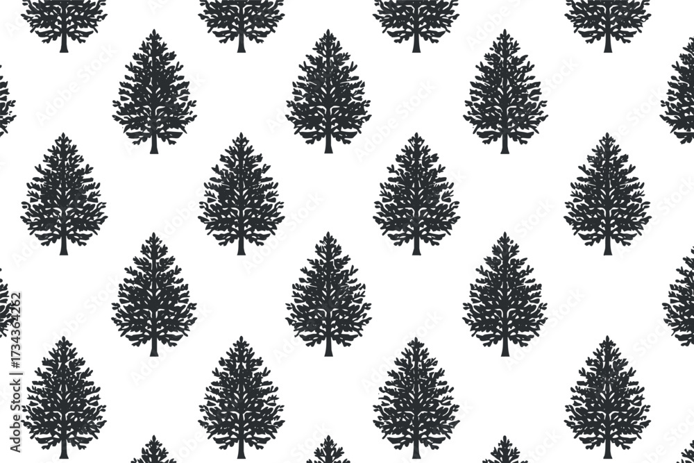 Fototapeta premium A seamless black tree pattern on a white background suitable for various design projects..