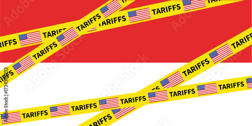 International Trade Tensions USA Flag Tariffs on Indonesia Red and White Flag Economic Policy Debate Global Finance