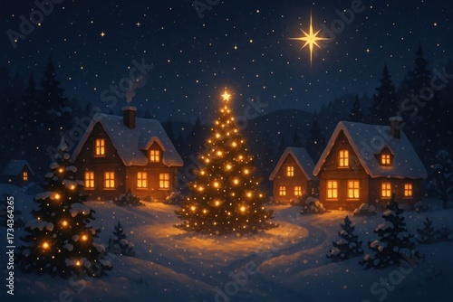 Wallpaper Mural glowing holiday village mobile wallpaper Torontodigital.ca