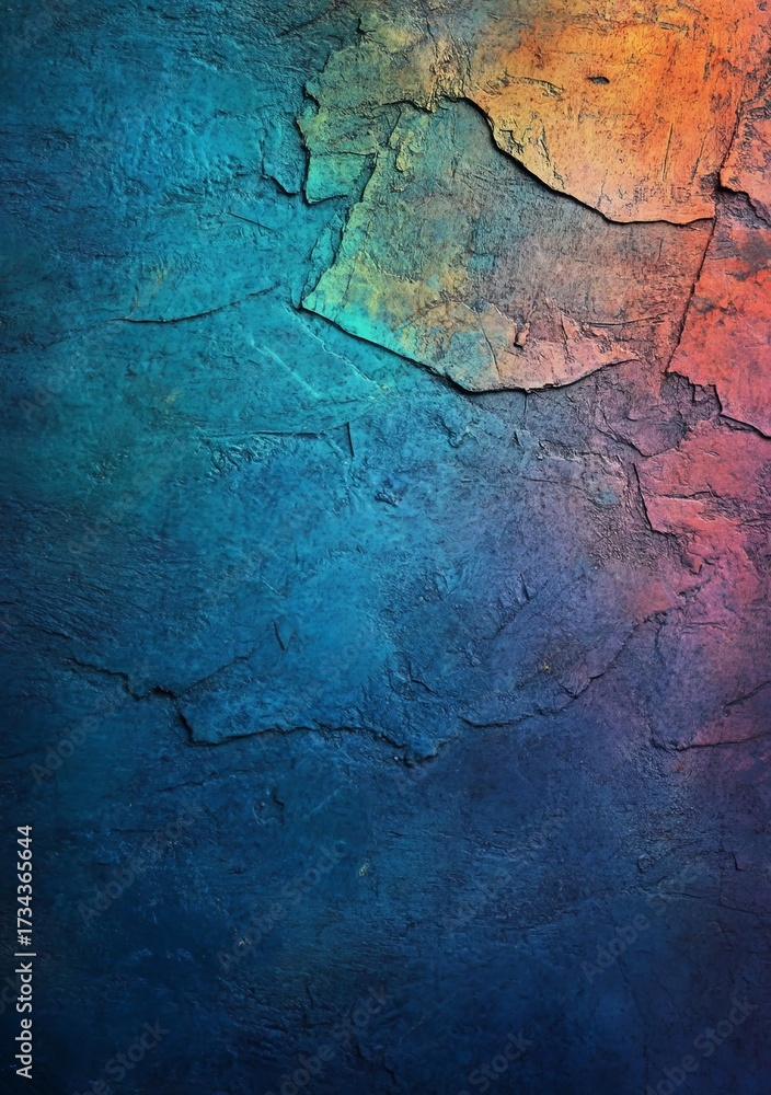 Obraz premium A painting of a sky with clouds serves as the background, showcasing blue, yellow, and green colors