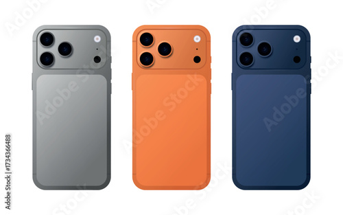 Modern smartphone rear view. Realistic mockup of a mobile device on a white background. Vector illustration for apps, user interface, and web design.