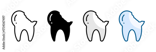 Broken Tooth Icon Set Multiple Style Collection