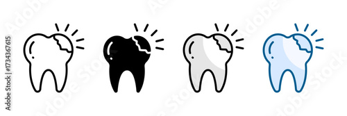 Tooth Decay Icon Set Multiple Style Collection