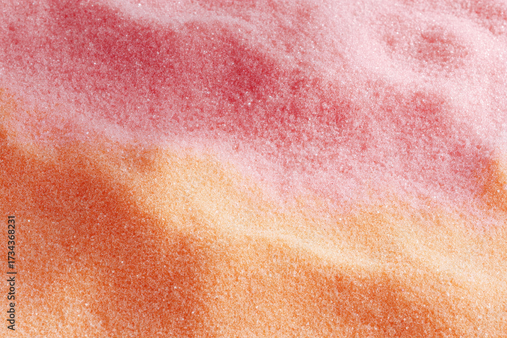 Fototapeta premium Pink gradient sand texture, orange wave, pastel beach vibe, soft shimmer calm